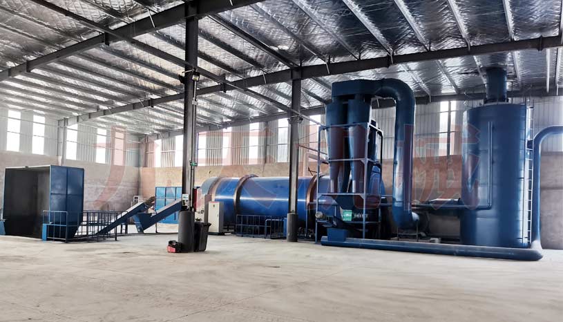 河南噴漿玉米皮烘幹機現場